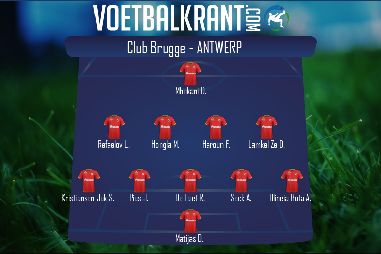 Opstelling Antwerp | Club Brugge - Antwerp (01/08/2020)