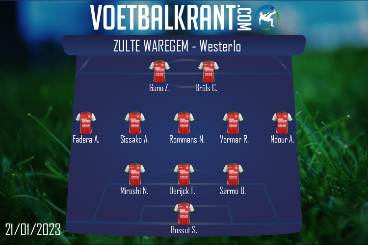 Opstelling Zulte Waregem | Zulte Waregem - Westerlo (21/01/2023)