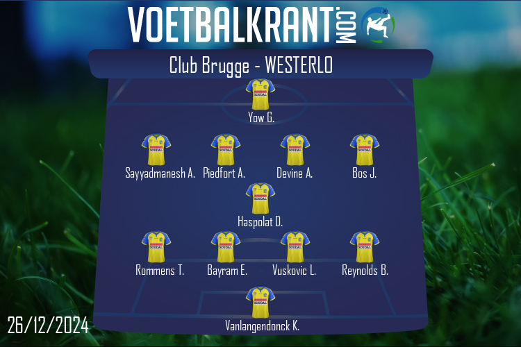 Opstelling Westerlo | Club Brugge - Westerlo (26/12/2024)