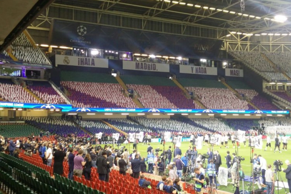 Cardiff maakt zich op voor de CL-finale: paars-witte vlaggetjes bij Real-fans, die van Juve doen het met zwart-witte... vuilniszakken